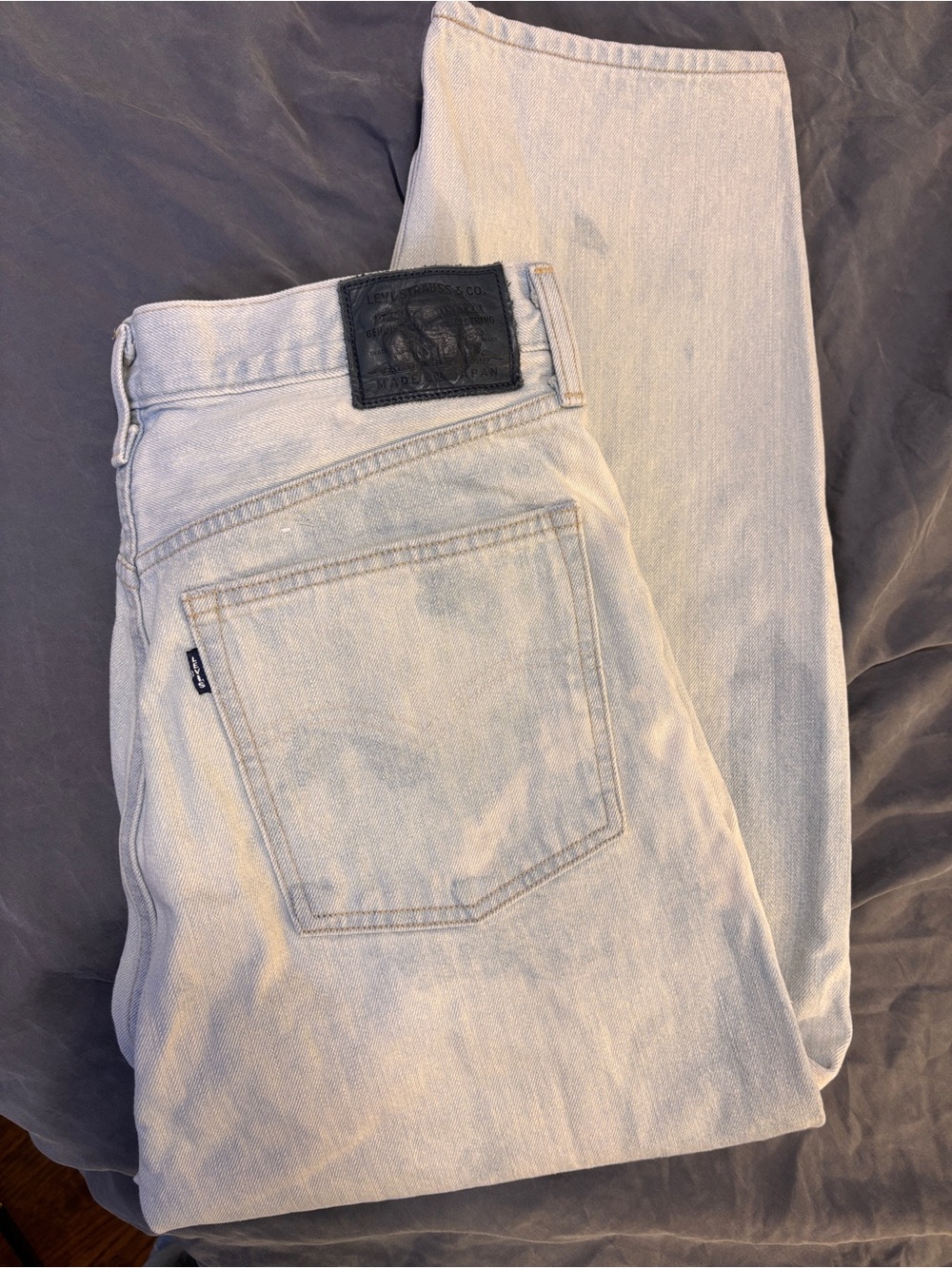 Levi's women’s MADE IN JAPAN Selvedge cropped Jeans in Pale Blue Wash Blue tab